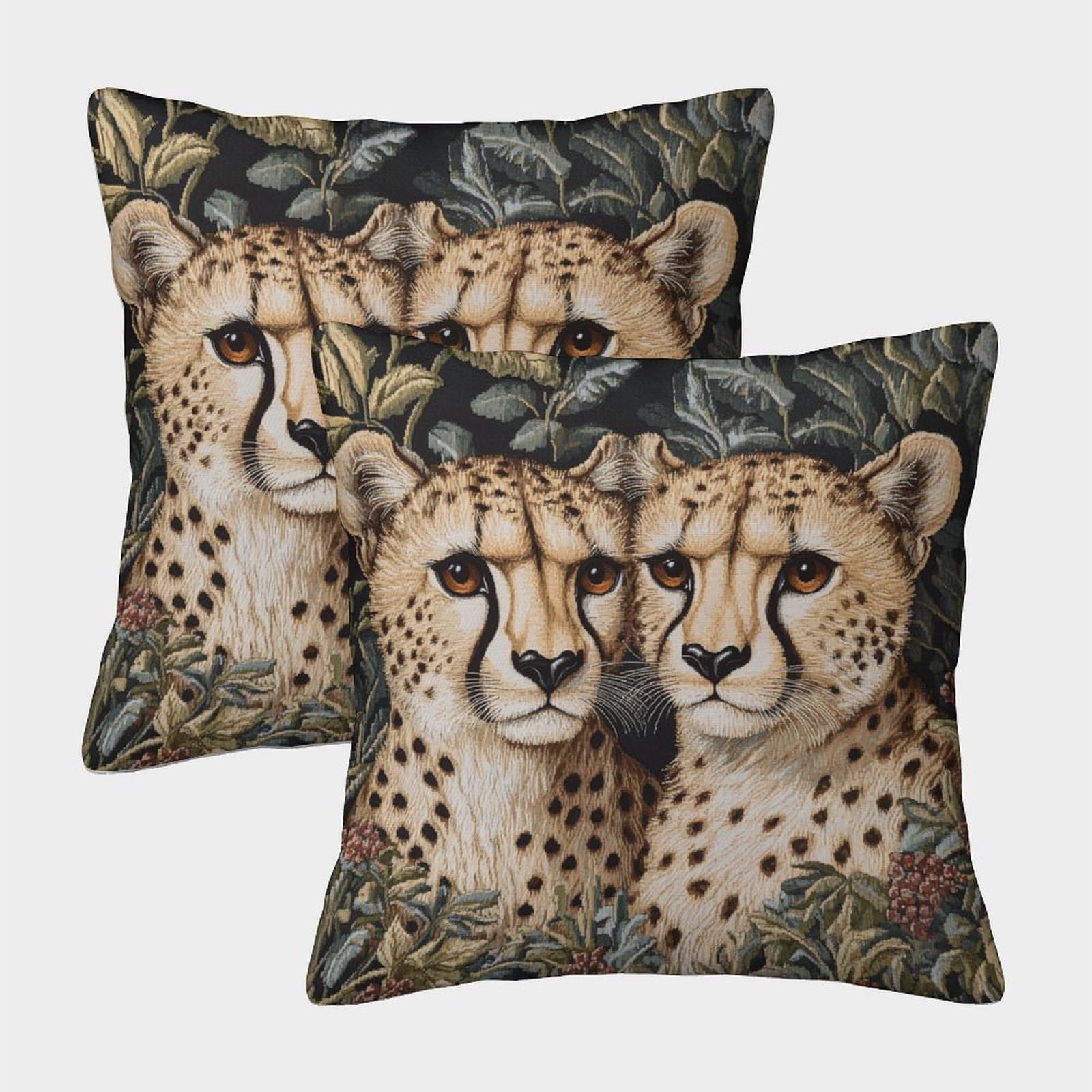 kaiyun 2 Pack 45x45cm Pillow Cases,Cheetah,Jungle Print Decorative 3D Printed Cushion Cover,sofa Bed Decorative Cushions