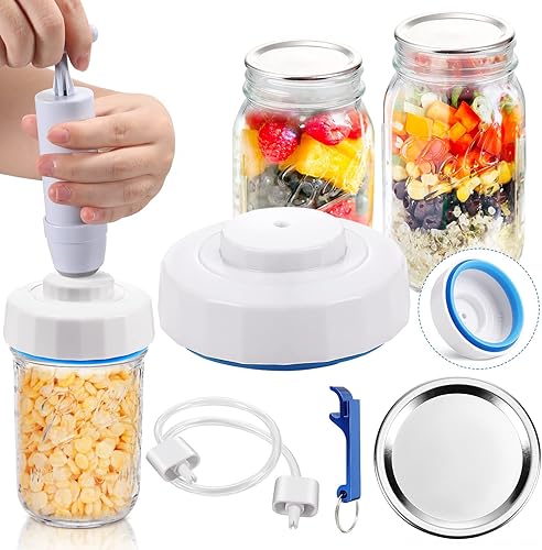 Sellador de tarros, kit de sellado al vacío para tarros Mason con manguera de accesorios compatible con la máquina selladora al vacío FoodSaver,