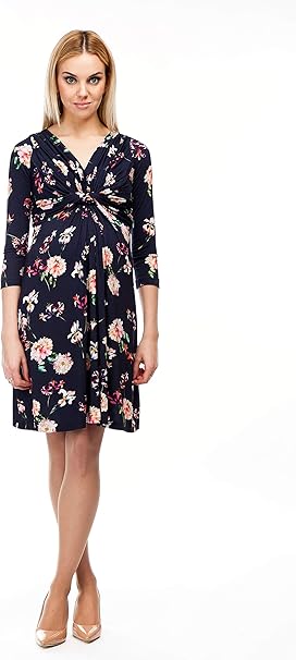 Amazon Co Jp Pietro Brunelli 授乳対応マタニティワンピース 秋 冬物 Madonna Di Campiglioanemone ブラック プリント Xs ベビー マタニティ