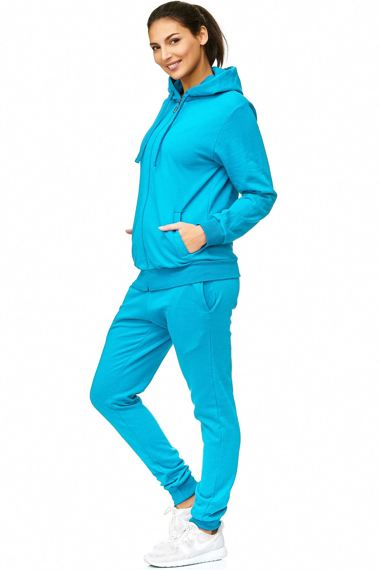 Violento Jogginganzug | Damen | Frauen | Trainingsanzug | Tracksuit | Uni Colour | Sportanzug | Fitness 586 Basics Baumwolle | Homewear Präsentationsanzug