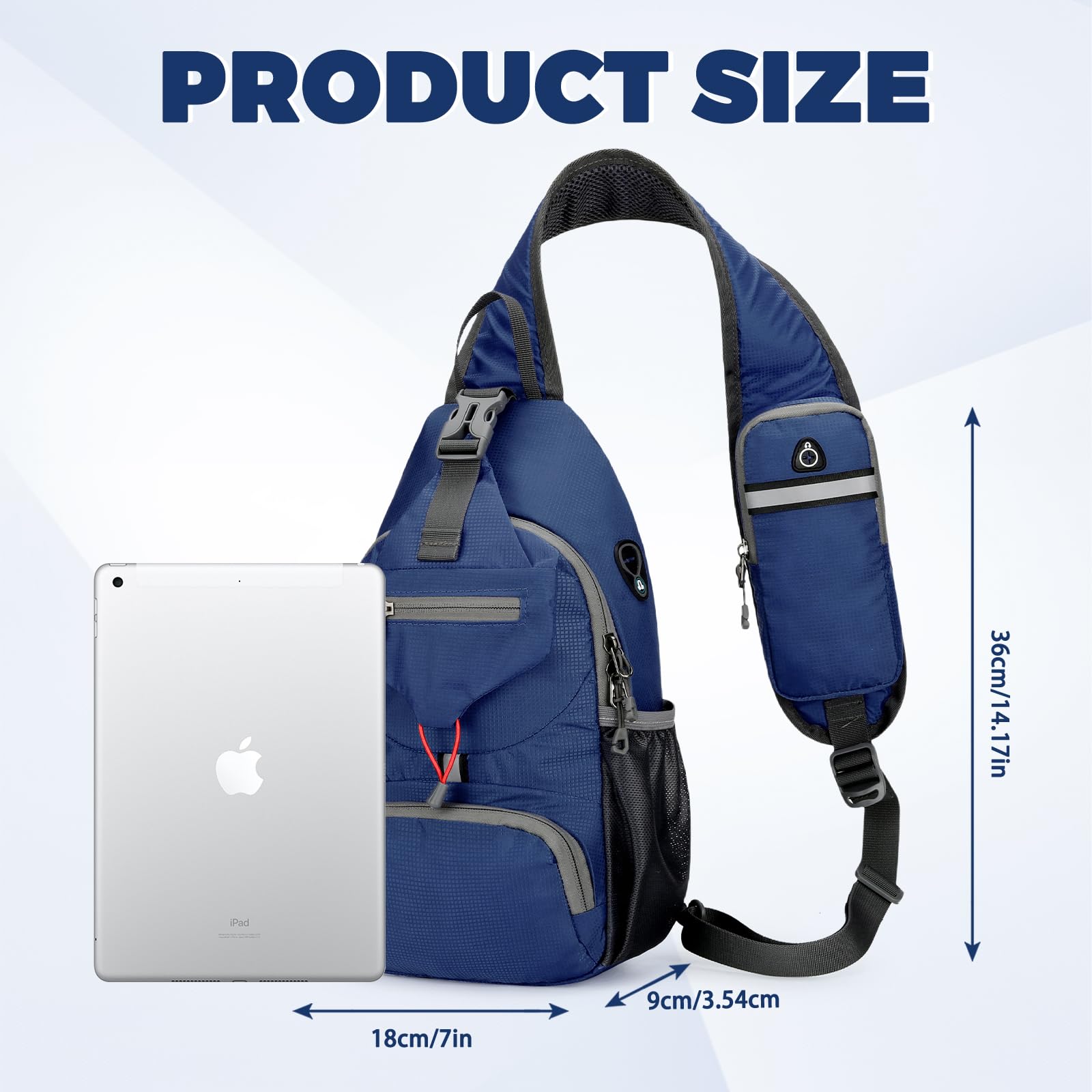 Aucuu Sling plecak, torba na klatkę piersiową, mała torba na ramię, wielofunkcyjna torba crossbody, torba na ramię z otworem na słuchawki, plecak na ramię, na wędrówki, podróże, wspinaczkę, dla