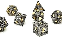 Vista 5 de DND - Juego de dados de metal, dados poliédricos de Calabozos y Dragones, juego de dados poliédricos para juegos de rol D&D, juego de dados