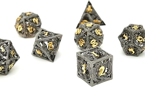 Miniatura 31 de DND - Juego de dados de metal, dados poliédricos para juegos de rol, dados poliédricos huecos D20, juego de dados poliédricos huecos para Dungeons