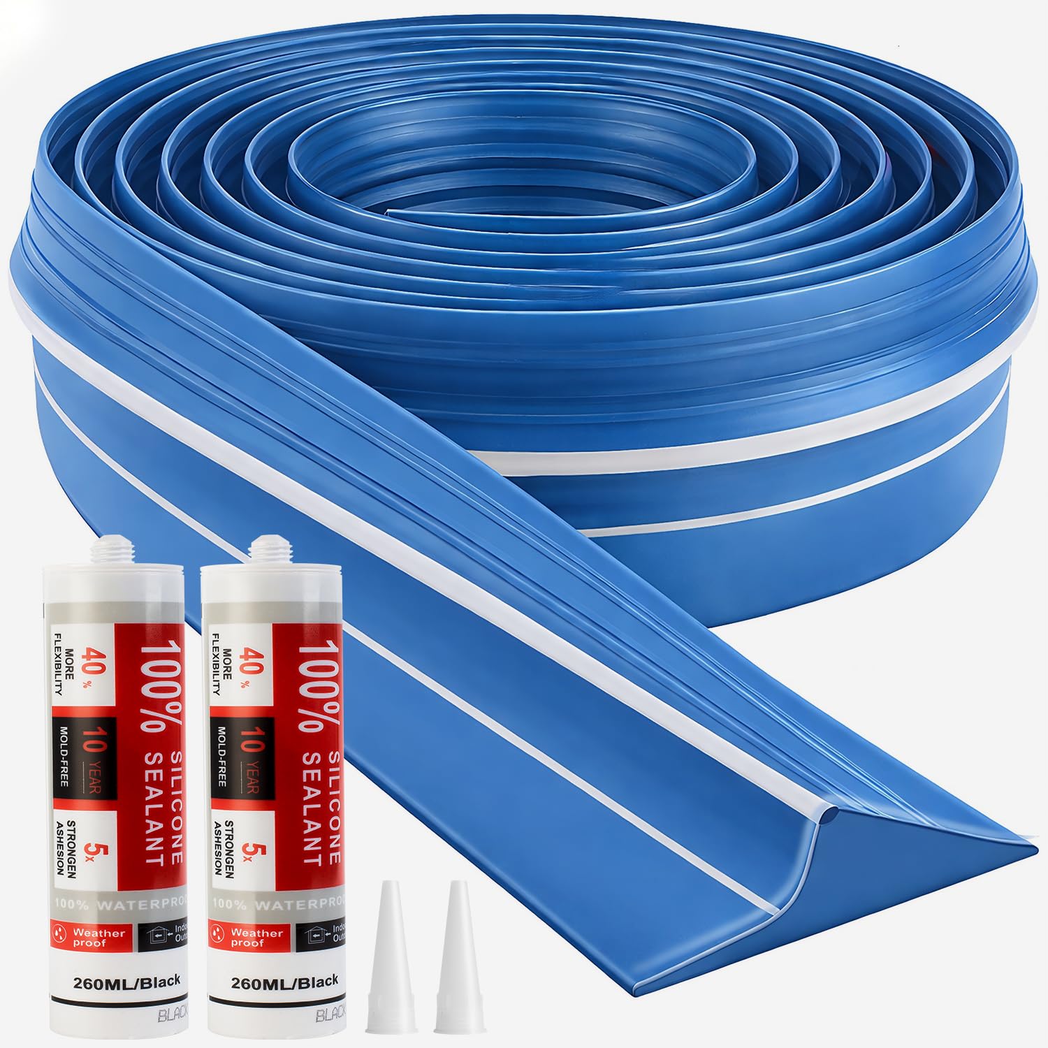 Jin&amp;Bao Blue Garage Door Threshold Seal 20FT Rubber Strip &amp; 2 Adhesive