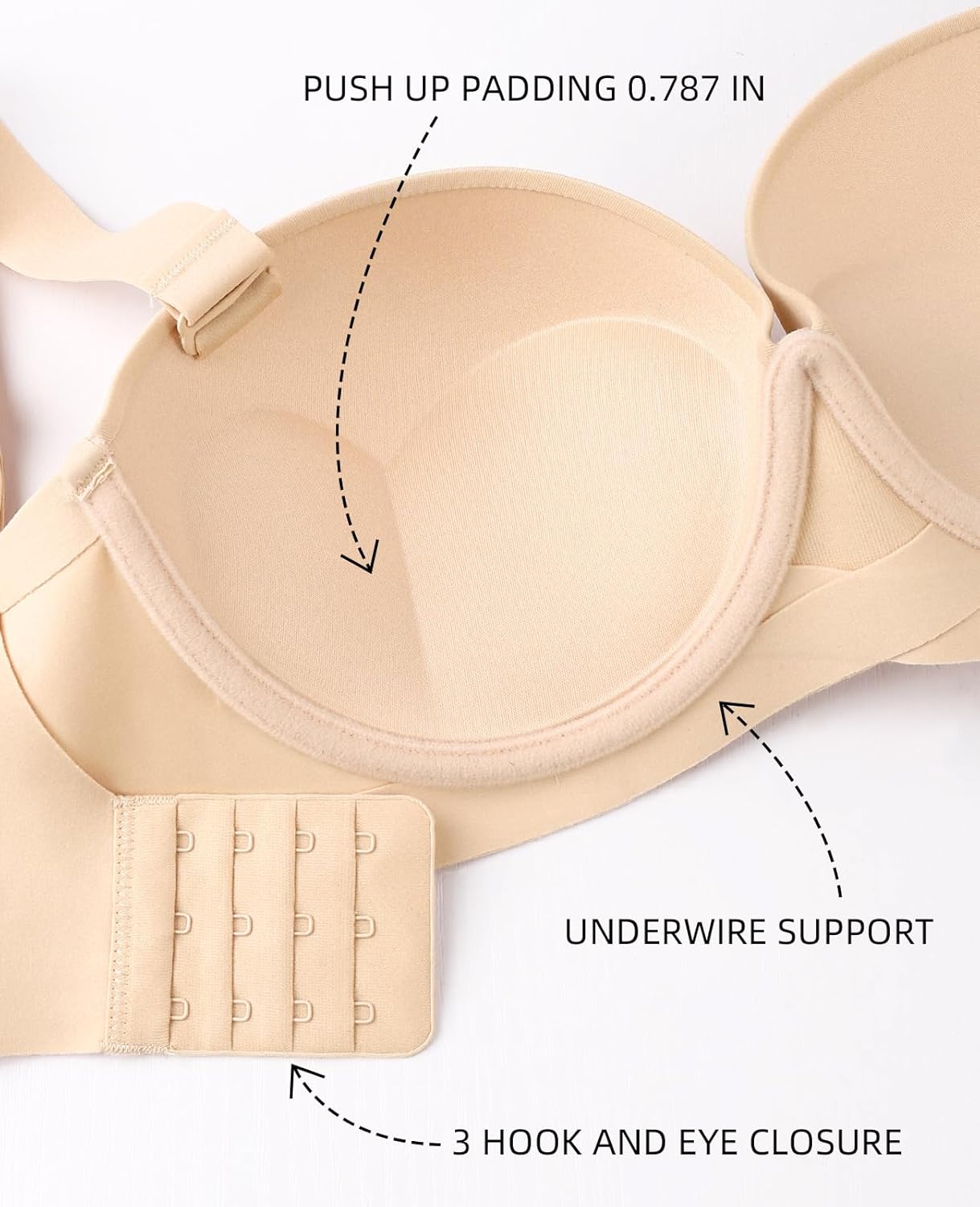 Push Up Padded Bras for Women Adds-2-Cups Plunge Underwire T Shirt Bombshell Bra Lift Up - Image 5