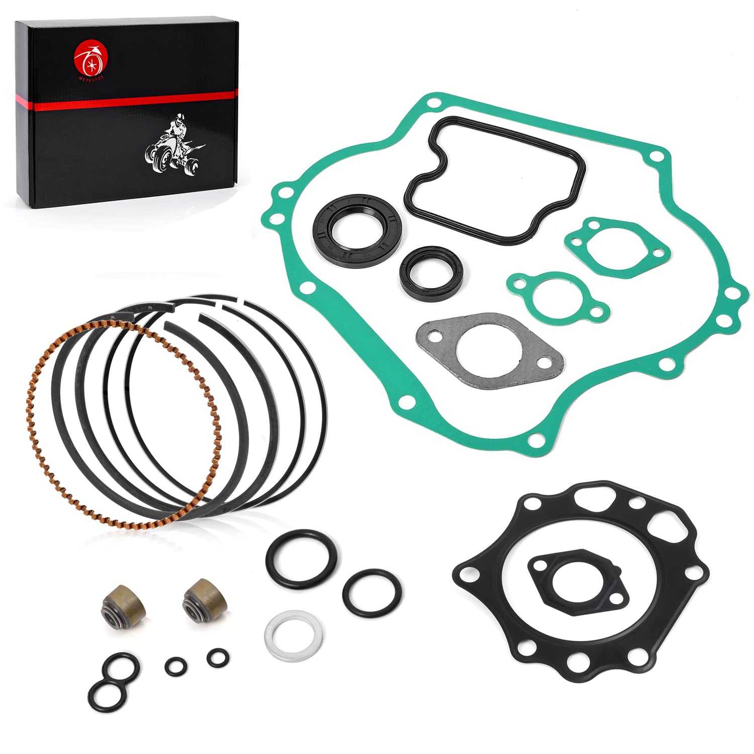 Engine Rebuild Gasket KIT W Rings & Seals STD Compatible with Kawasaki Mule 500 520 550 KAF300 1990-2004 13001-2207 13008-6007