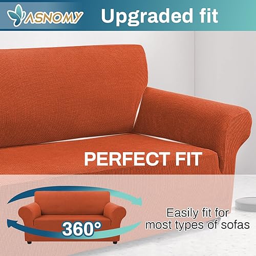 Vista 223 de Asnomy Couch Covers for 3 Cushion Couch Stretch Sofa Covers Slipcovers, Pet Protector Furniture Covers for Dogs Cats Spandex Jacquard Fabric Small