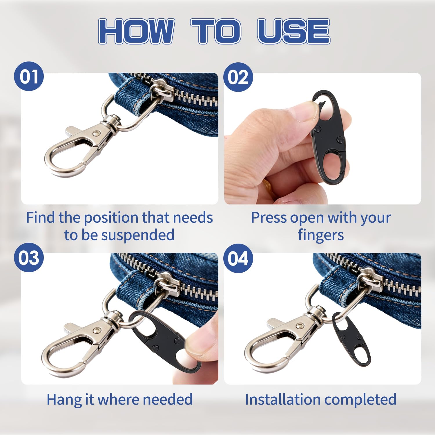 Paquete de 8 Clips con Cremallera pequeños en Forma de S | Mini mosquetón antirrobo de Doble Cara para Bloqueo de Cremalleras de Mochilas, Camping, Pesca, Viajes y Deportes al Aire Libre