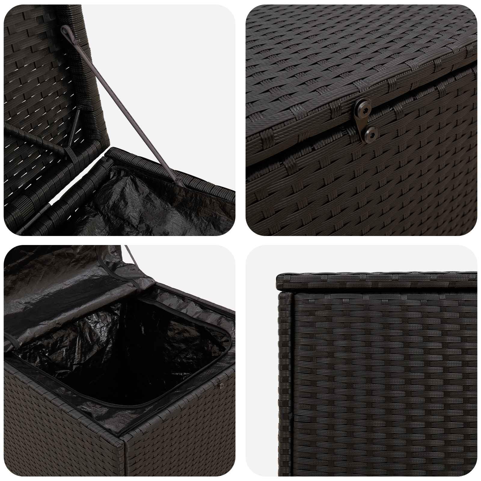 vidaXL Kissenbox 55 x 55 x 69 cm Stahl, Aufbewahrung für das Wohnzimmer, rechteckige Outdoor-Truhe, wetterfest für Kissen, Rattan-Einheit für Gartenmöbel