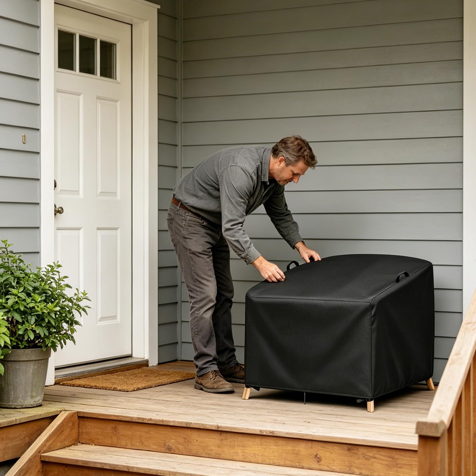 Housse de protection pour chaise à bascule en forme d’œuf de patio, imperméable en tissu Oxford 210D avec bande élastique, noire, résistante aux UV, pour une protection sûre contre la pluie et le
