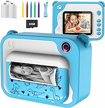 Kids Instant Printing Camera with Printing Paper, 1080P HD Digital Toy Camera with 2.0 Inch Screen, 32GB TF Card, Gift for Girls Boys 3-12 Years Old (Blue) …
