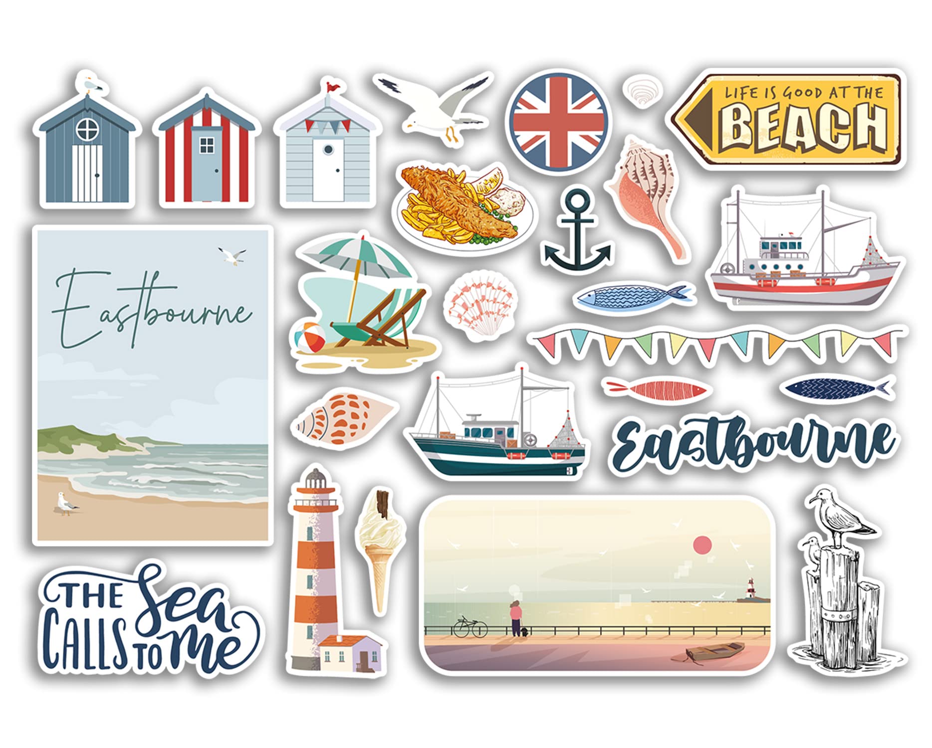 Adesivo In Vinile Eastbourne - Motivo Spiaggia Inglese A5, Per Decorazione Auto, Laptop, Frigorifero