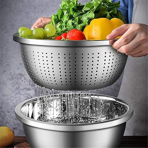 Miniatura 3 de Colador microporoso de acero inoxidable 304 (2 piezas), tazón de mezcla de gran capacidad de 2 cuartos, filtro de agua de metal para lavar verduras,