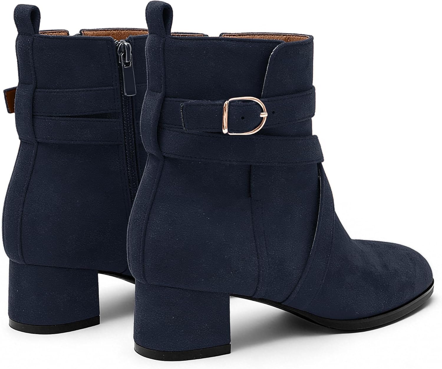 NUMALEO Womens Fashion Casual Ankle High Buckle Comfort Heeled Solid Round Toe Ankle Adjustable Strap Synthetic Ankle Boot - Image 5