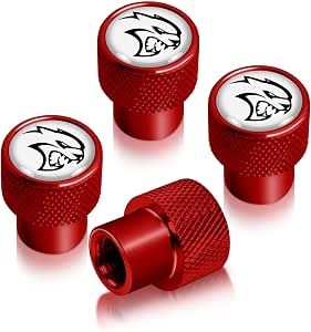 IPick Image Dodge SRT Hellcat Black On Black Tire Valve Stem Caps - Set Of 4 Anodized Aluminum Caps