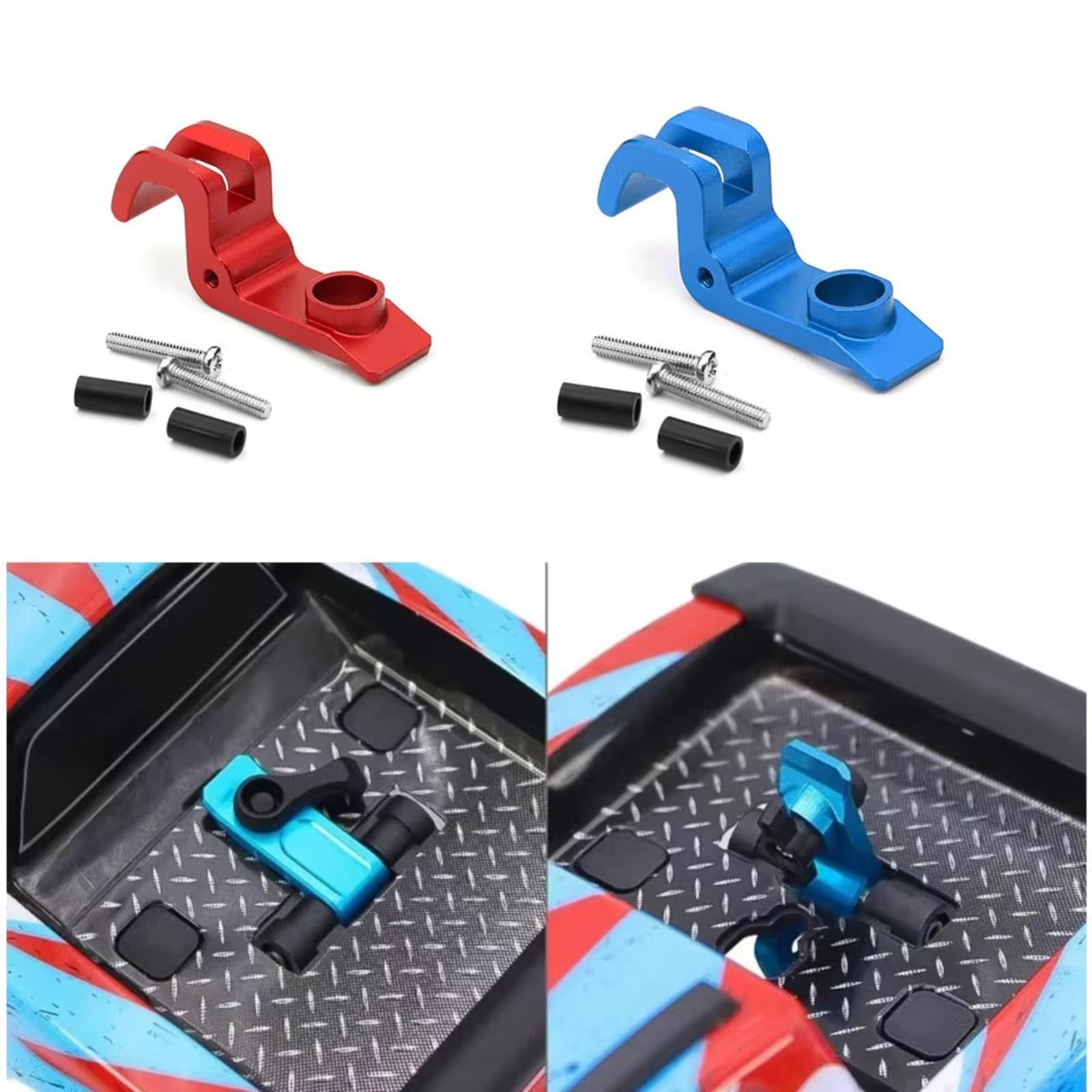 MIXVZARF RC Upgrade Accessories for MJX for Hyper Go H16 16208 1/16 Metal Body Clip Retainer Shell Fixing Buckle Lock RC Car Upgrade Parts Accessories(Red)