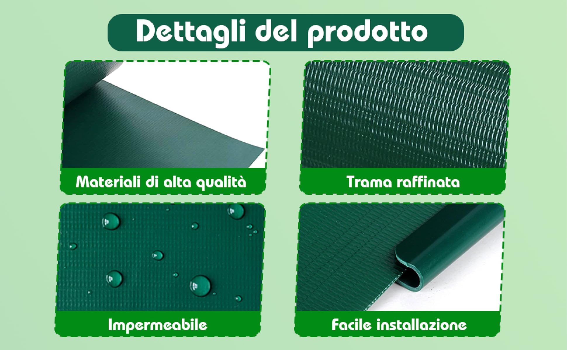 Strisce Frangivisto per Recinzione in PVC, Rotolo Verde 19x350cm, 450g/m². Resistente agli Agenti Atmosferici, con 20 Clip di Fissaggio.