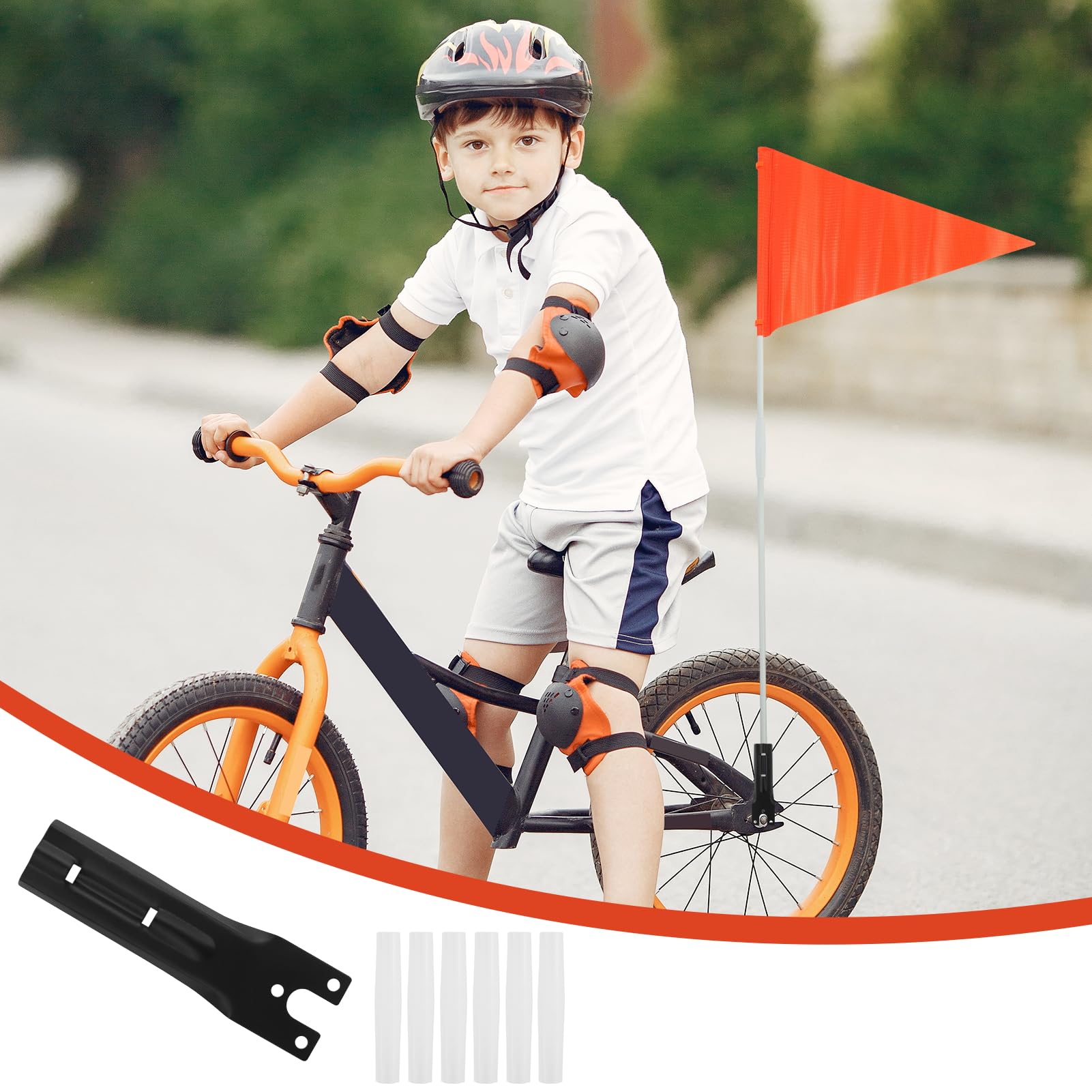 Bandiera per bicicletta triangolare regolabile con 12 fogli per valigie tende roulotte