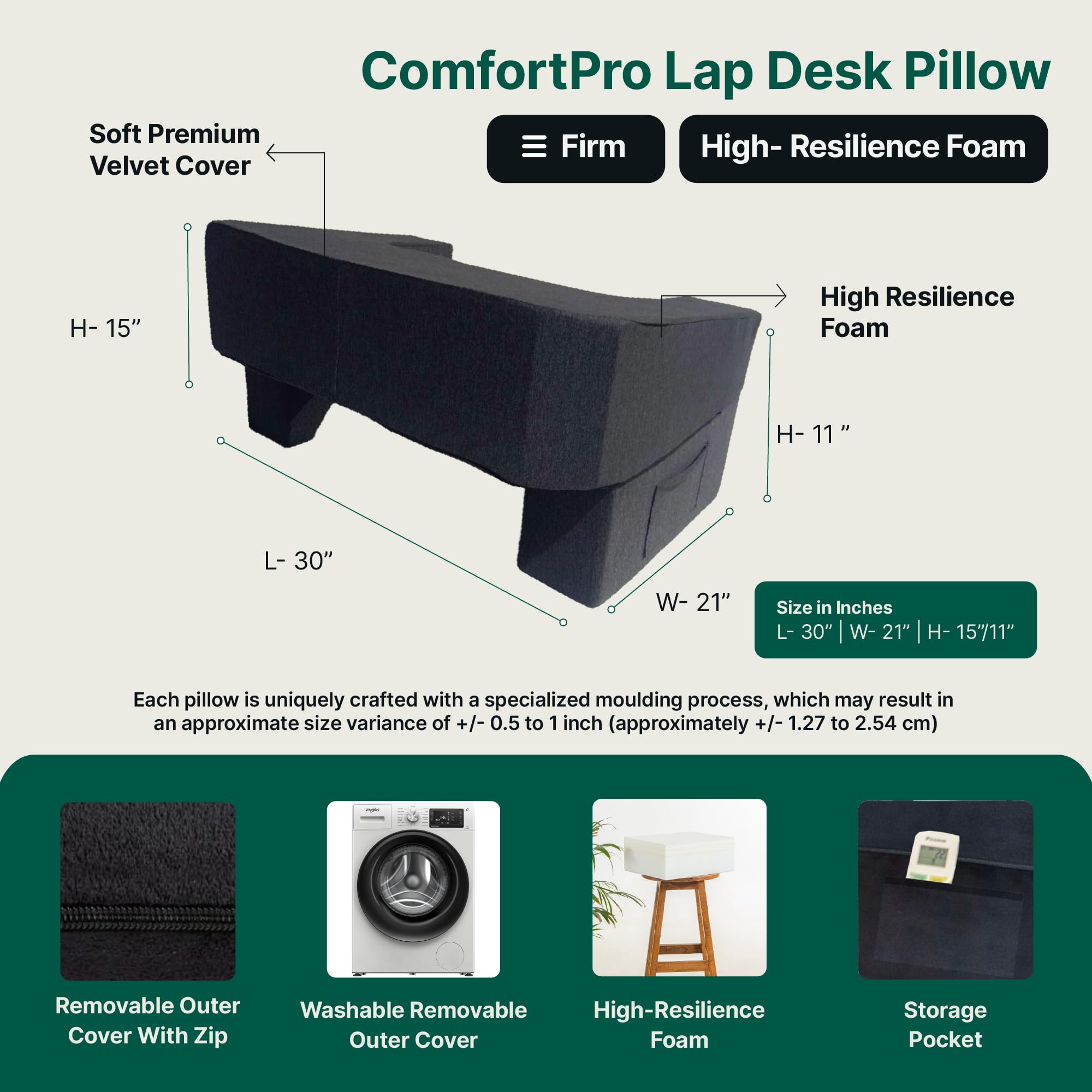 The White Willow Wedge & Lapdesk Combo for Laptops, Study & Reading – Adjustable Wedge with Headrest for Back Support & Lap Desk for Gaming, Arm Rest & Reading – Grey 3