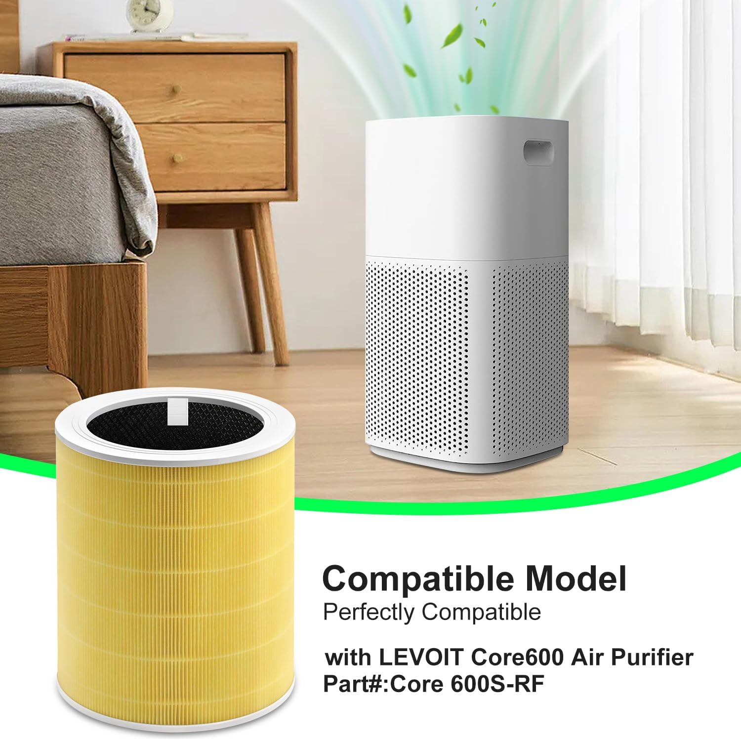 2 Filtri Di Ricambio 3 In 1 Per Purificatore LEVOIT Core 600S-P (Core 600S-RF) – HEPA H13 E Carbone Attivo