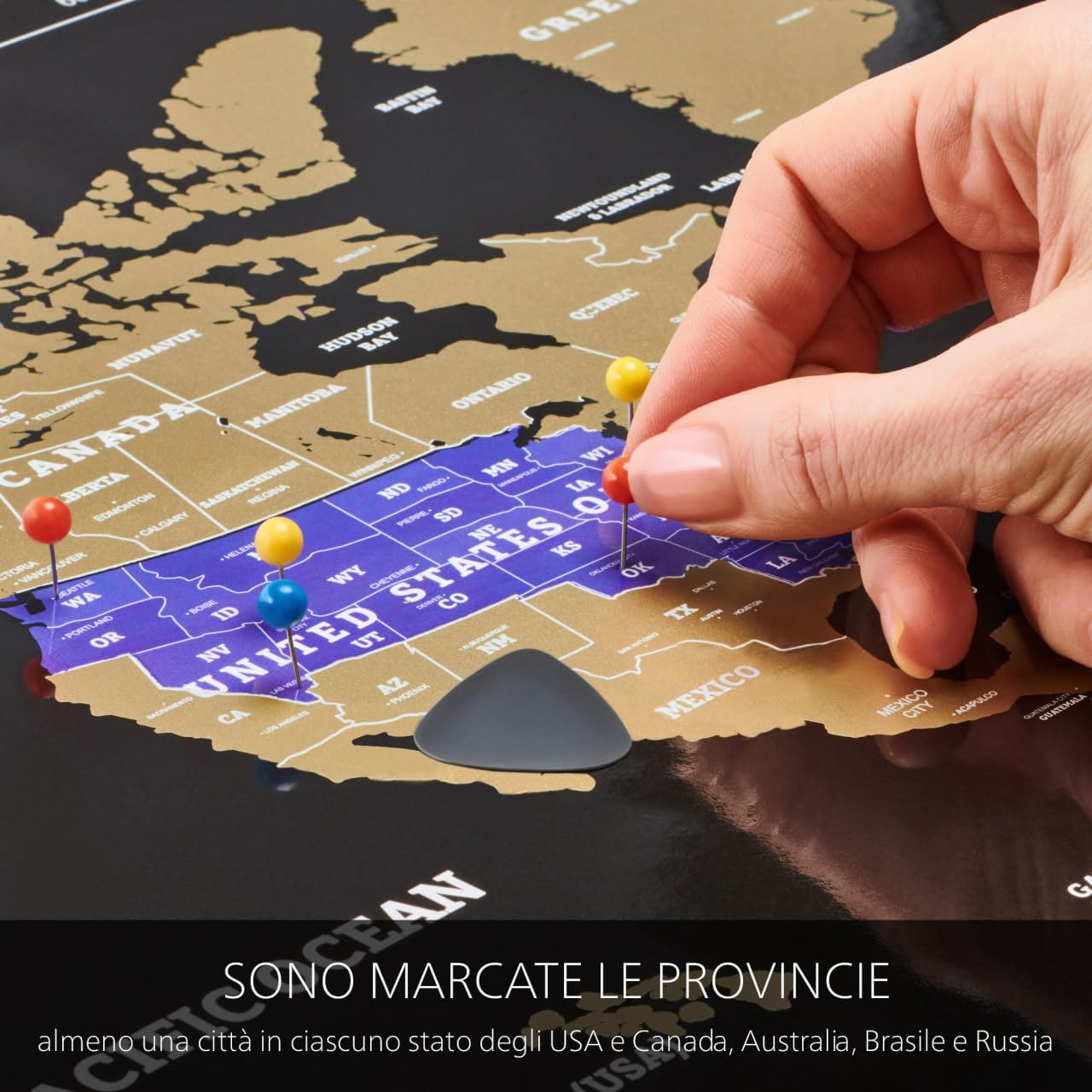 Extra Grande Mappa del Mondo da Grattare - Mappamondo Grattabile - Mappa del Mondo con Kit di Graffiatura - Cartina Viaggi da Grattare - Gratta Mappa - Luoghi Visitati - Scratch off World Map