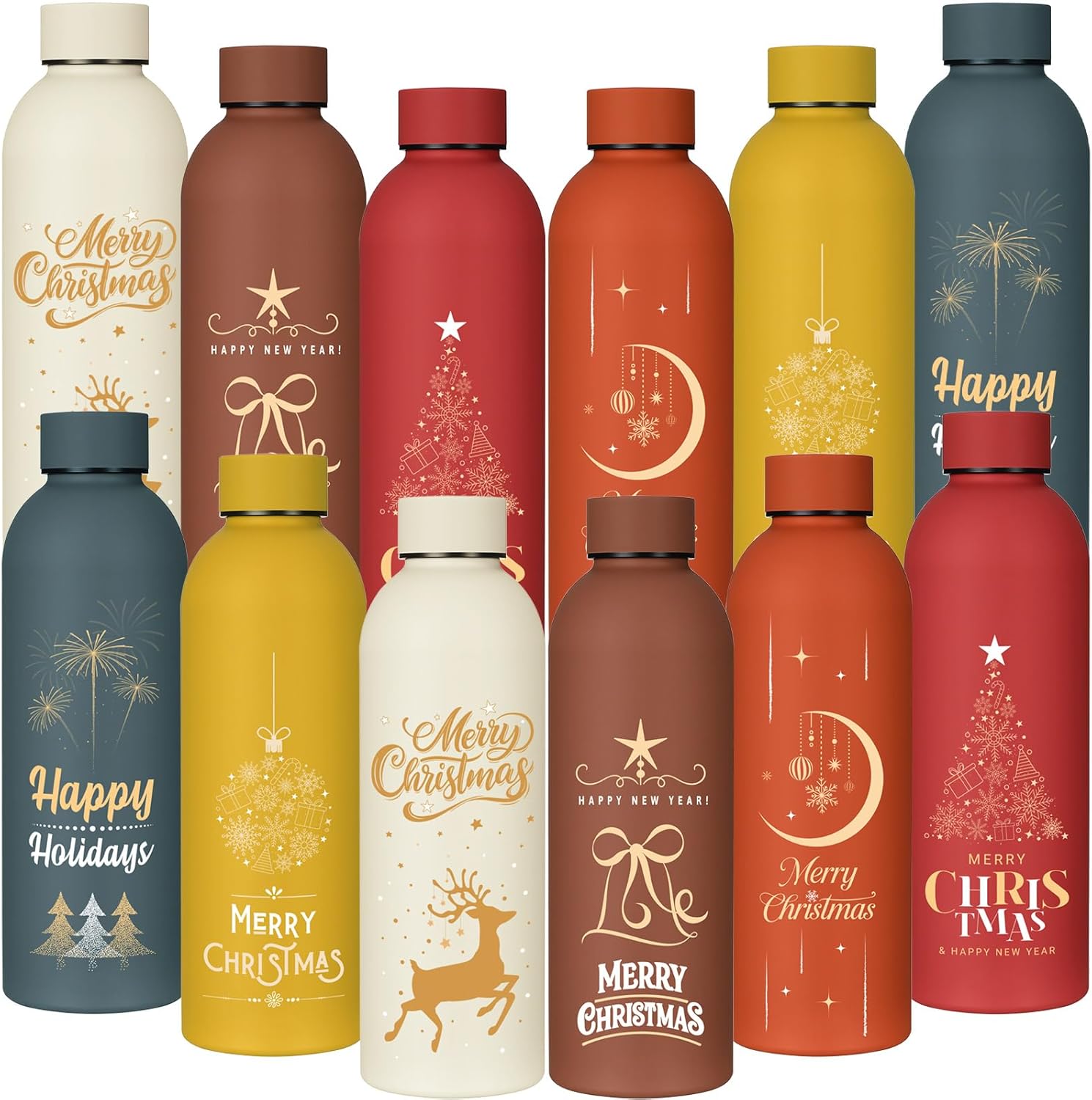 LemonRoad 6 Pcs Christmas Stainless Steel Cup, 17 oz Employee Appreciation Reusable Gift, Thank You Water Bottle Bulk, Color Sport Bottle, Inspirational Team for Coworker Teacher Nurse Staff Gift
