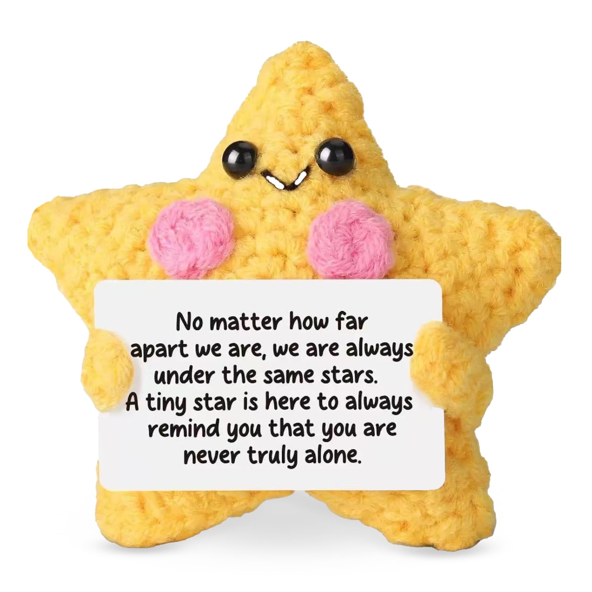 Star Crochet Pocket Hug with Inspirational Message Card, Thoughtful Encouragement Gift for Difficult Times, Friendship Support Keepsake, Cute Handmade Style Comfort Token for Loved Ones