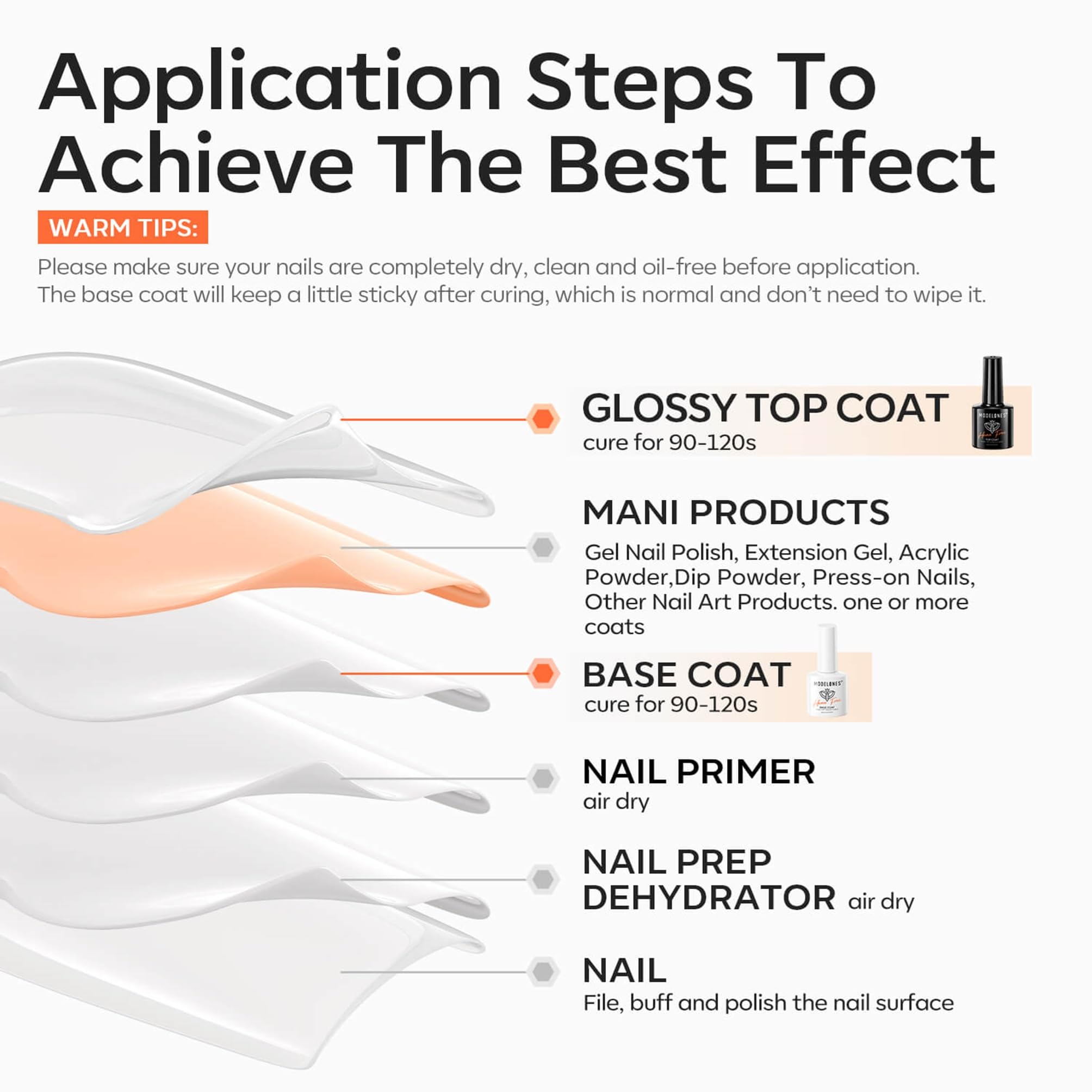modelones Hema-Free Gel Top Coat, 1 Pcs from BELLE GAGA Clear Glossy Gel Top Coat No Wipe Long Lasting for Gel Polish, Acrylic Nails Soak Off Nail Lamp Nail Art Home Salon Manicure (Top Coat, 10ml) 4
