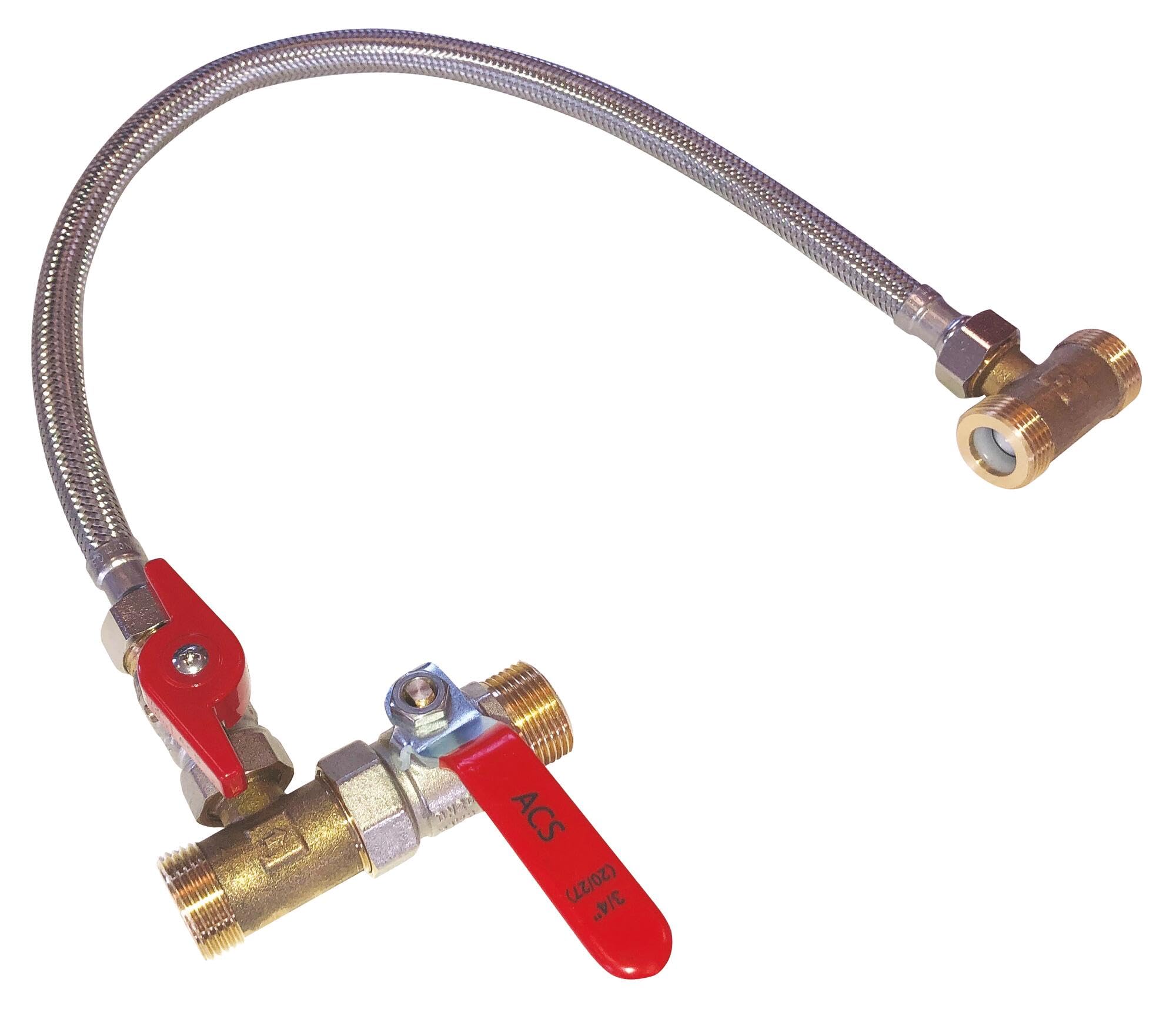 AQUAWATER, 104213, Kit By-pass standard 50 cm avec flexible EPDM tressé inox, 2 vannes d'arrêt, pression max 12 bars, compatible filtres femelle 3/4, installation rapide et facile