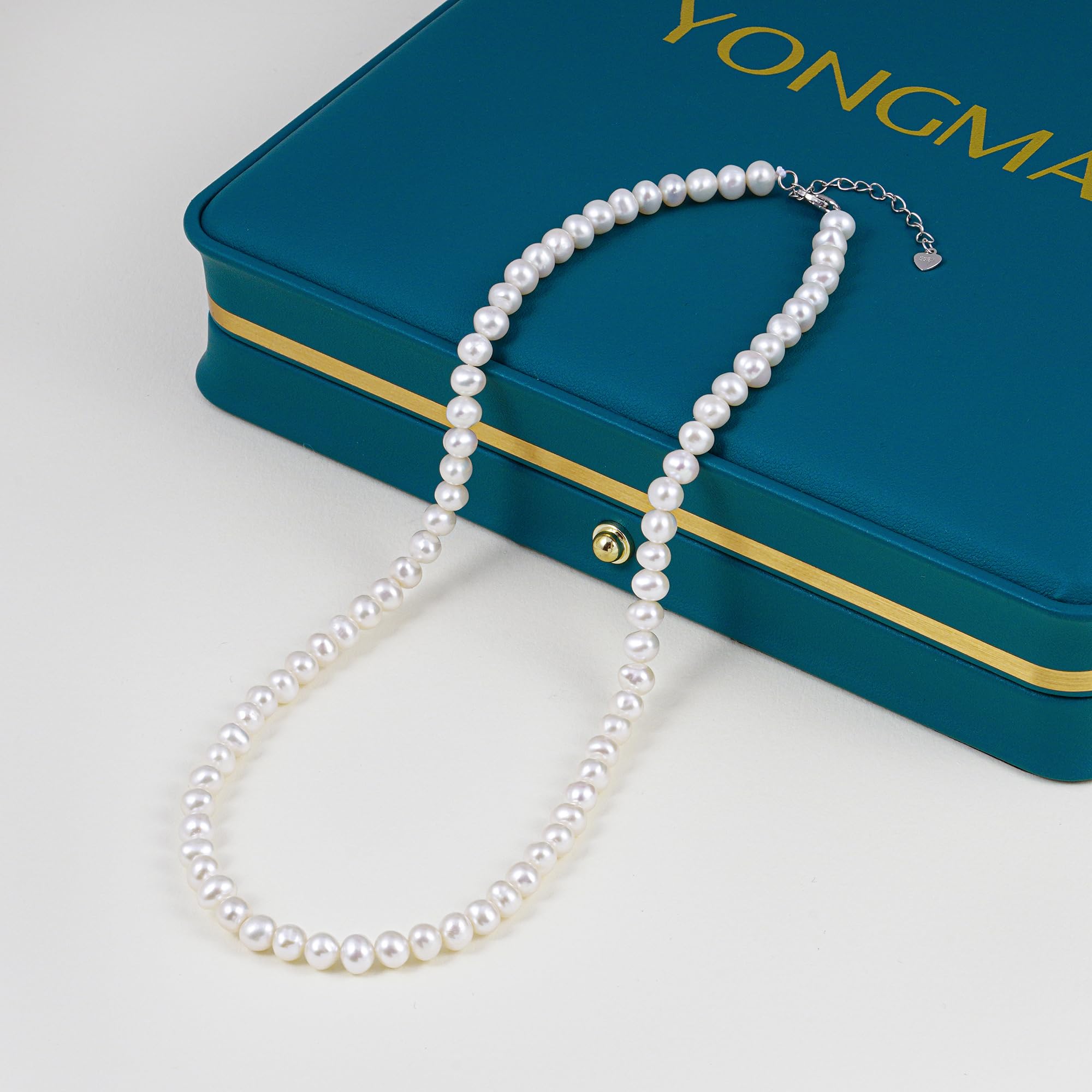 Perlenkette Perlen Halskette Süßwasser Zuchtperlen Schmuck Ketten enthalten luxuriösen Geschenk Box für Damen Geschenke für Geburtstags,Hochzeit