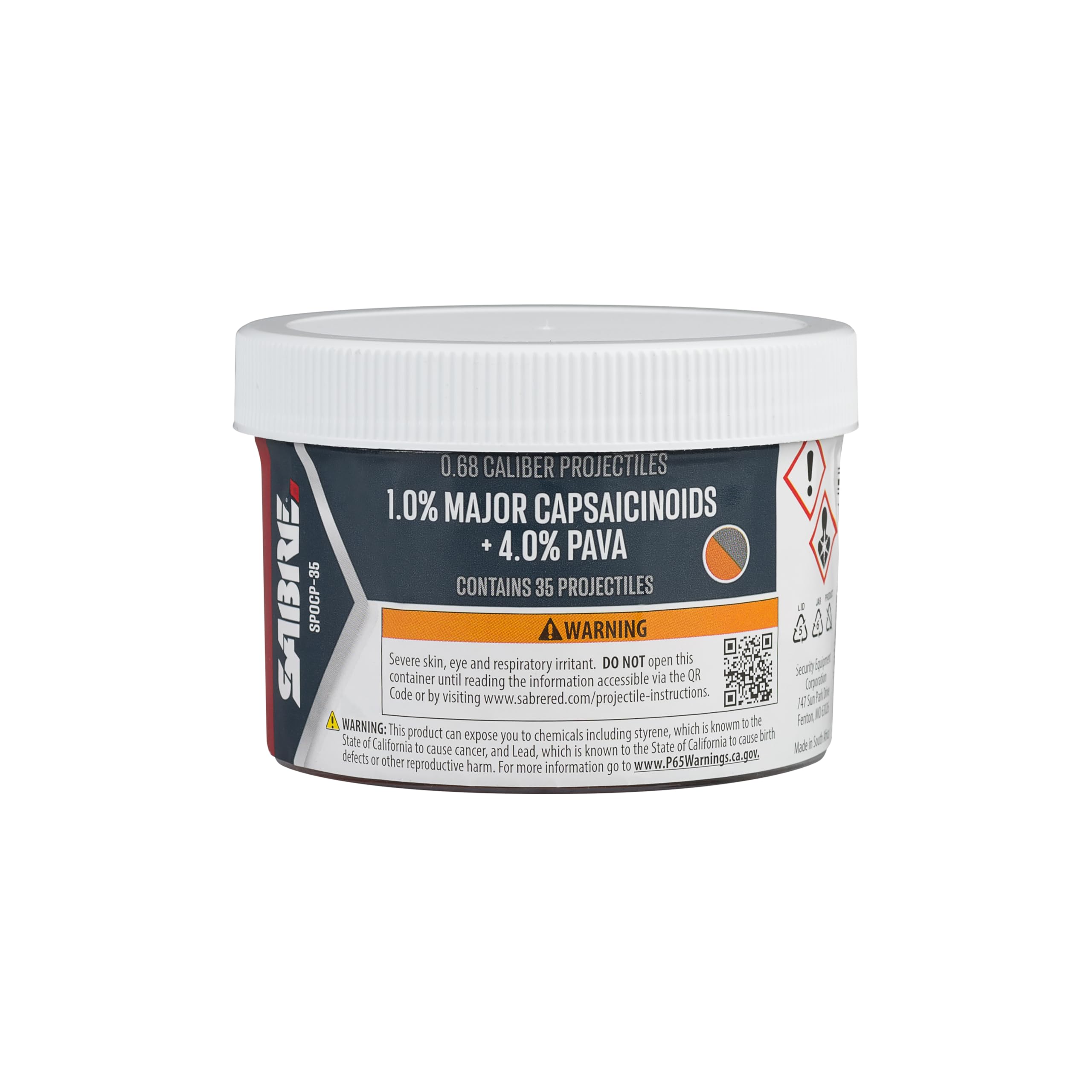 Sabre Home Defense Pepper Projectile Launcher, Large Size with (7) 0.68 Cal. Projectiles - 40% More Stopping Power for Extra Home Protection, and Made in USA Sabre Pepper Gel Canister 0.67 fl oz