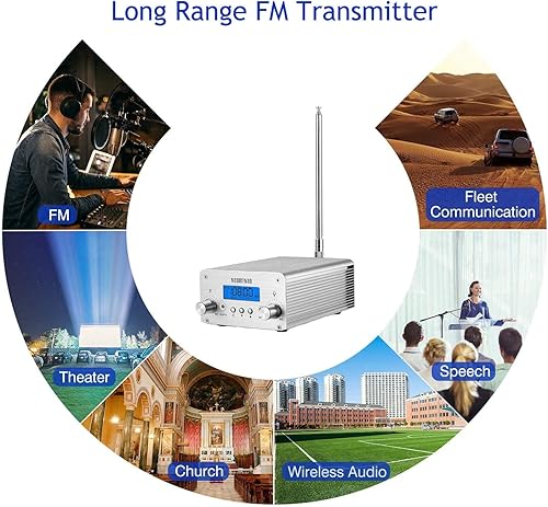 Miniatura 6 de NIORFNIO - Transmisor FM de 15 W - Transmisor estéreo inalámbrico Bluetooth de 87-108 mhz, utilizado en iglesias, automóviles, centros comerciales,