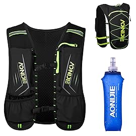 Azarxis Hydration Running Vest Backpack Pack 5L for Women and Men Jogging Trail Race Marathon Cycling Hiking (Black with 500ml Soft Flask)