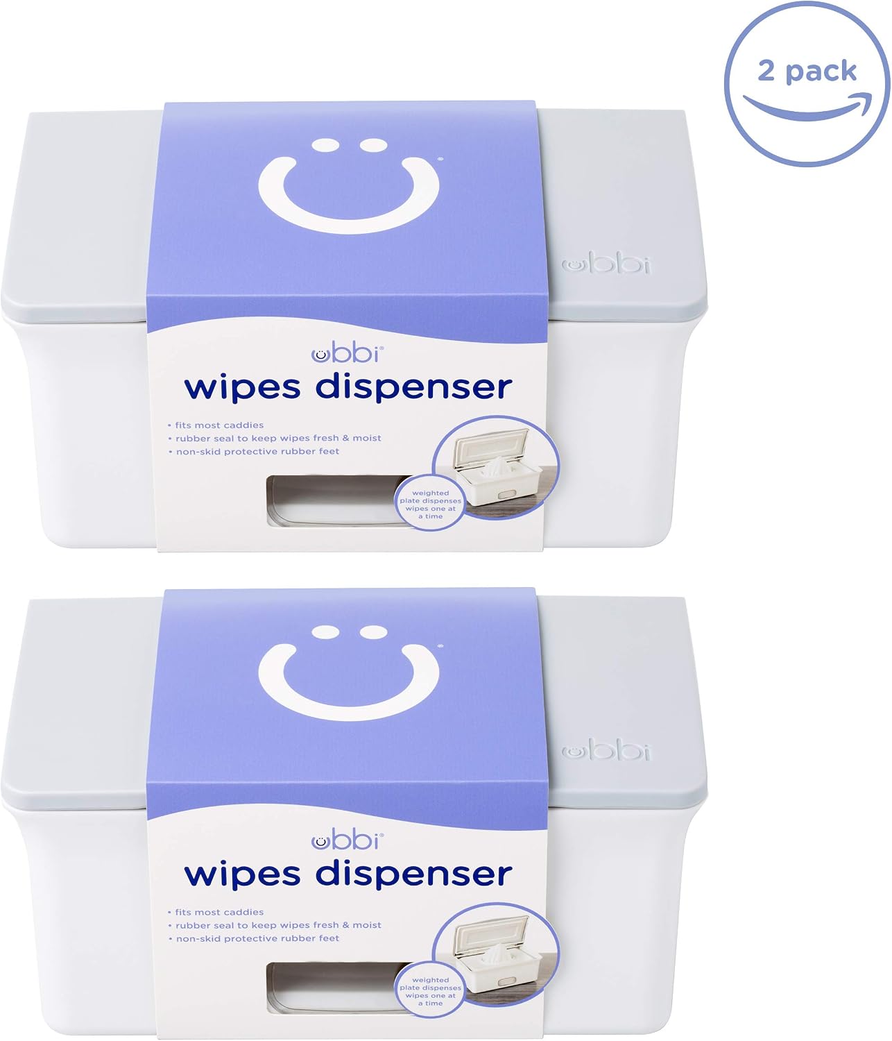 Ubbi Baby Wipes Dispenser with Weighted Plate, Gray 2 Pack image 2