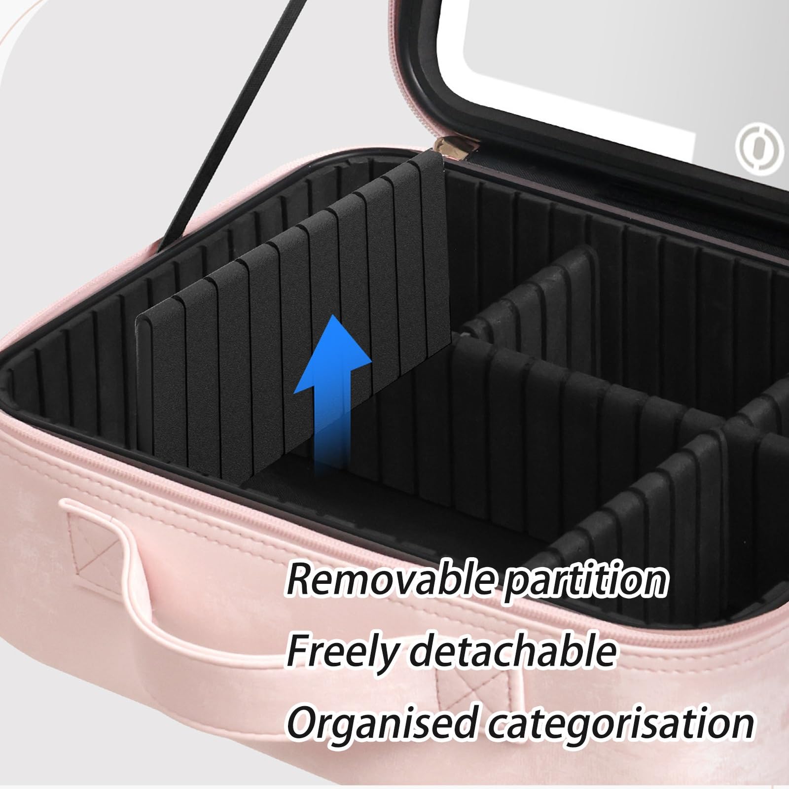 Custodia Per Trucchi Con Specchio E Luce, 3 Colori Regolabili In Luminosità, Borsa Per Il Trucco Con Specchio Ricaricabile, Borsa Cosmetica Da Viaggio Impermeabile Grande Capacità Portatile