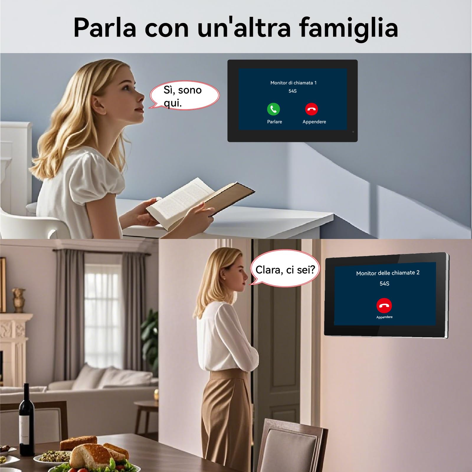 Videocitofono cablato con 3 Monitor Touch da 7 Pollici, Pannello Esterno con Telecamera, Campanello Video 2 Fili con Visione Notturna,Audio Bidirezionale, per 3 Famiglie