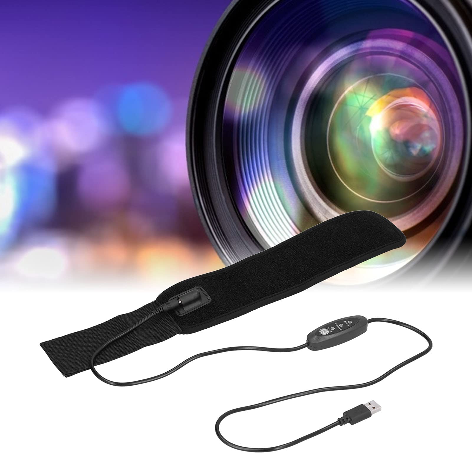 Réchauffeur D'objectif, Bande Chauffante de Rosée, Réchauffeur D'objectif, Ceinture Chauffante électrique USB à 3 Niveaux de Température DC 5V 7W, Capuchons de Rosée pour Télescope