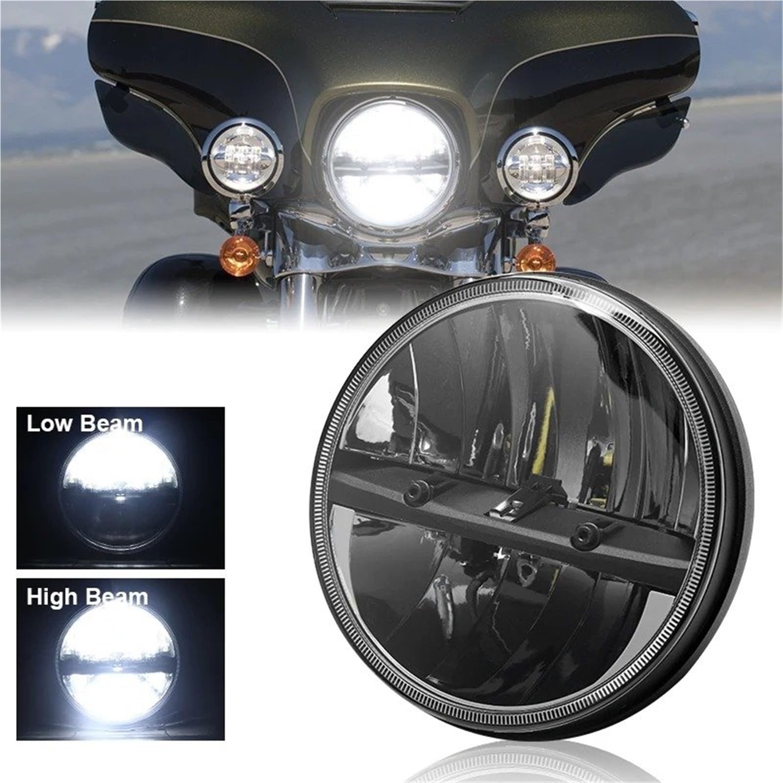 Moto Proyector Faro Delantero LED De 7" Para Motocicleta