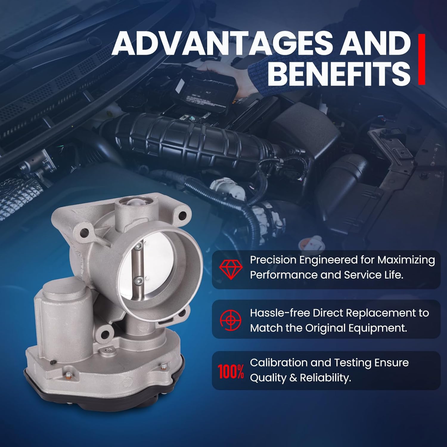 MOCA S20027 Throttle Body Compatible with 2008-2011 for Ford Focus L4 2.0L, 2010-2013 for Ford Transit Connect L4 2.0L 1989CC 121Cu. In. l4 GAS DOHC Naturally Aspirated