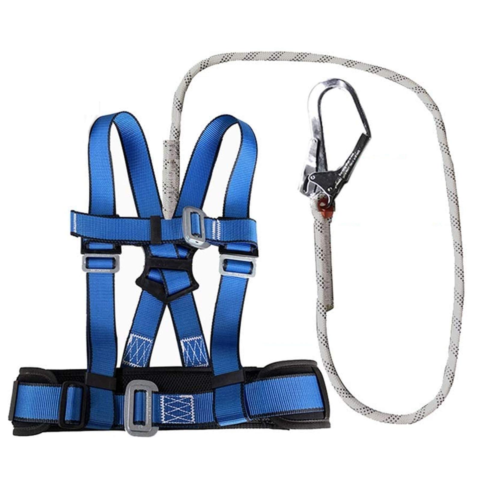 SwaYve Kits de Arnés de Seguridad, Cinturón de Seguridad de Protección Contra Caídas, Cinturón de Seguridad de Medio Cuerpo para Trabajar en Alturas, Escalada en Roca/Blue/C