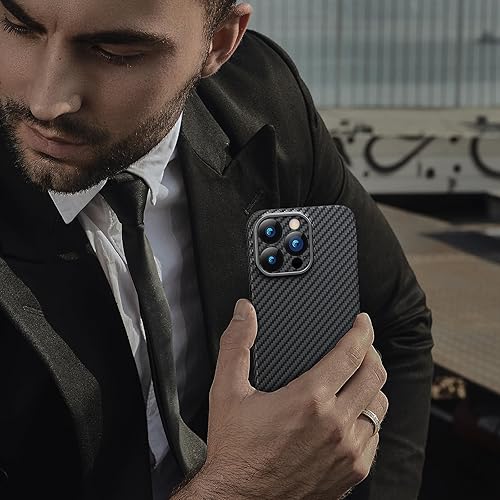 Miniatura 7 de memumi Funda delgada de fibra de aramida real para iPhone 15 Pro, resistente y duradera de 0.020 in, ajuste delgado para iPhone 15 Pro, funda de