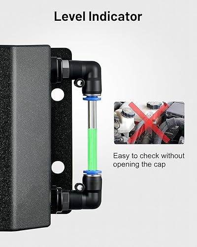 Miniatura 4 de EVIL ENERGY Tanque de desbordamiento de refrigerante, tanque de radiador de aluminio, tanque de expansión de depósito universal 1L negro