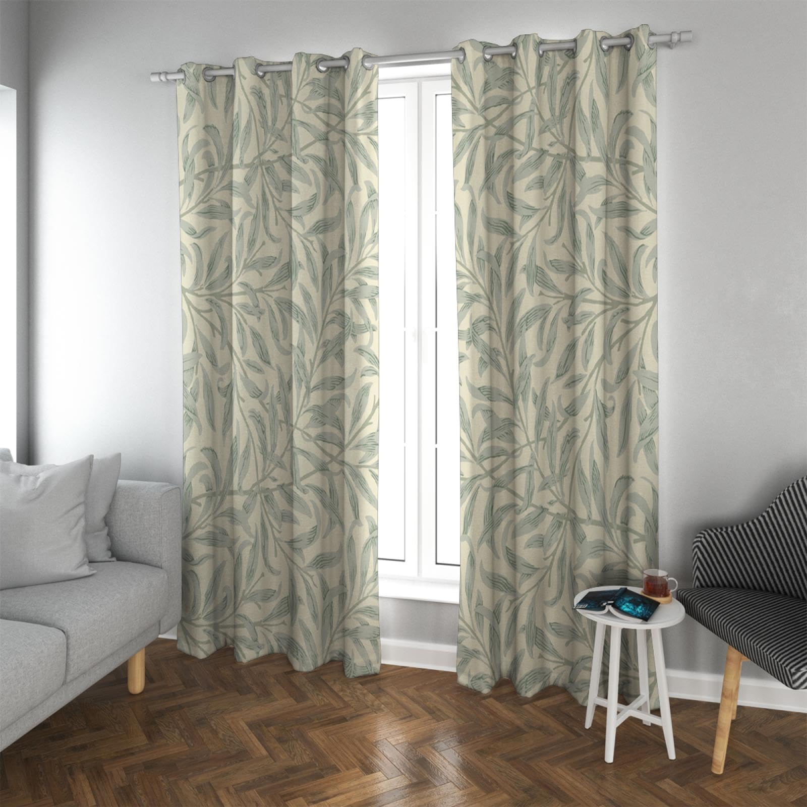 TOANGWALL William Morris Blackout Curtains for Living Room Bedroom Decor Watercolor Retro Medieval Abstract Leaves Plant Window Drapes 2 Panels W66xL90in