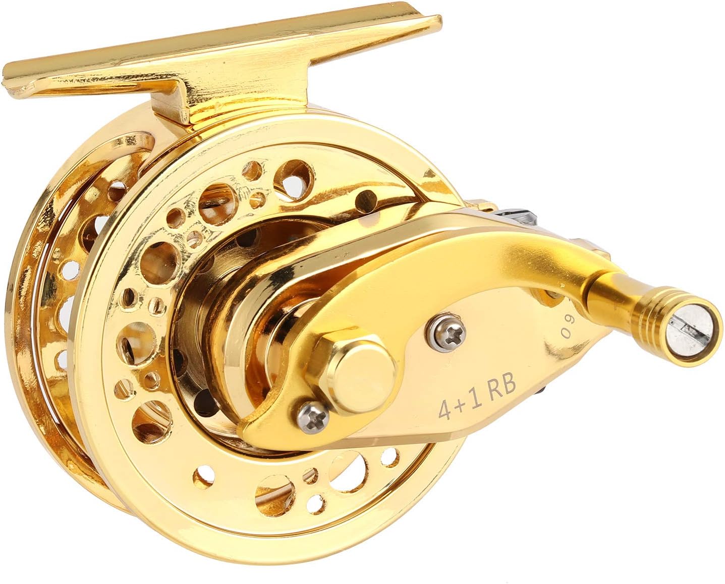 Dilwe Portable Fishing reels, 5 Bearings high Speed Fishing Wheel Made of Lightweight Aerospace Aluminum with a Gear Ratio of 3.0: 1 Golden(for Right Hand)