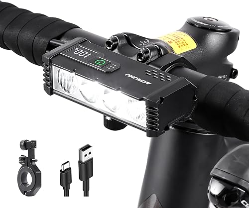 Luz LED súper brillante para bicicleta, faro de bicicleta recargable USB, faro de bicicleta impermeable, faro de bicicleta impermeable con pantalla