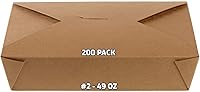 Vista 1 de EcoQuality Paquete de 200 recipientes de comida para llevar, caja de papel kraft marrón de 49 onzas, resistente a fugas y grasa, para el microondas