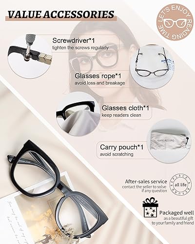 Miniatura 6 de MARE AZZURO Gafas de lectura de gran tamaño para mujer, con estilo, grandes lectores 1.0 1.25 1.5 1.75 2.0 2.25 2.5 2.75 3.0 3.5 4.0 5.0 6.0