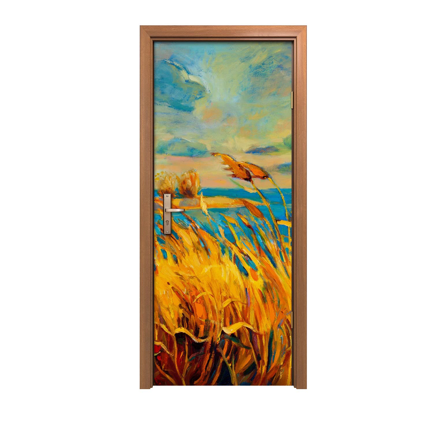Autocollant de porte grand format au design panoramique ciel et mer