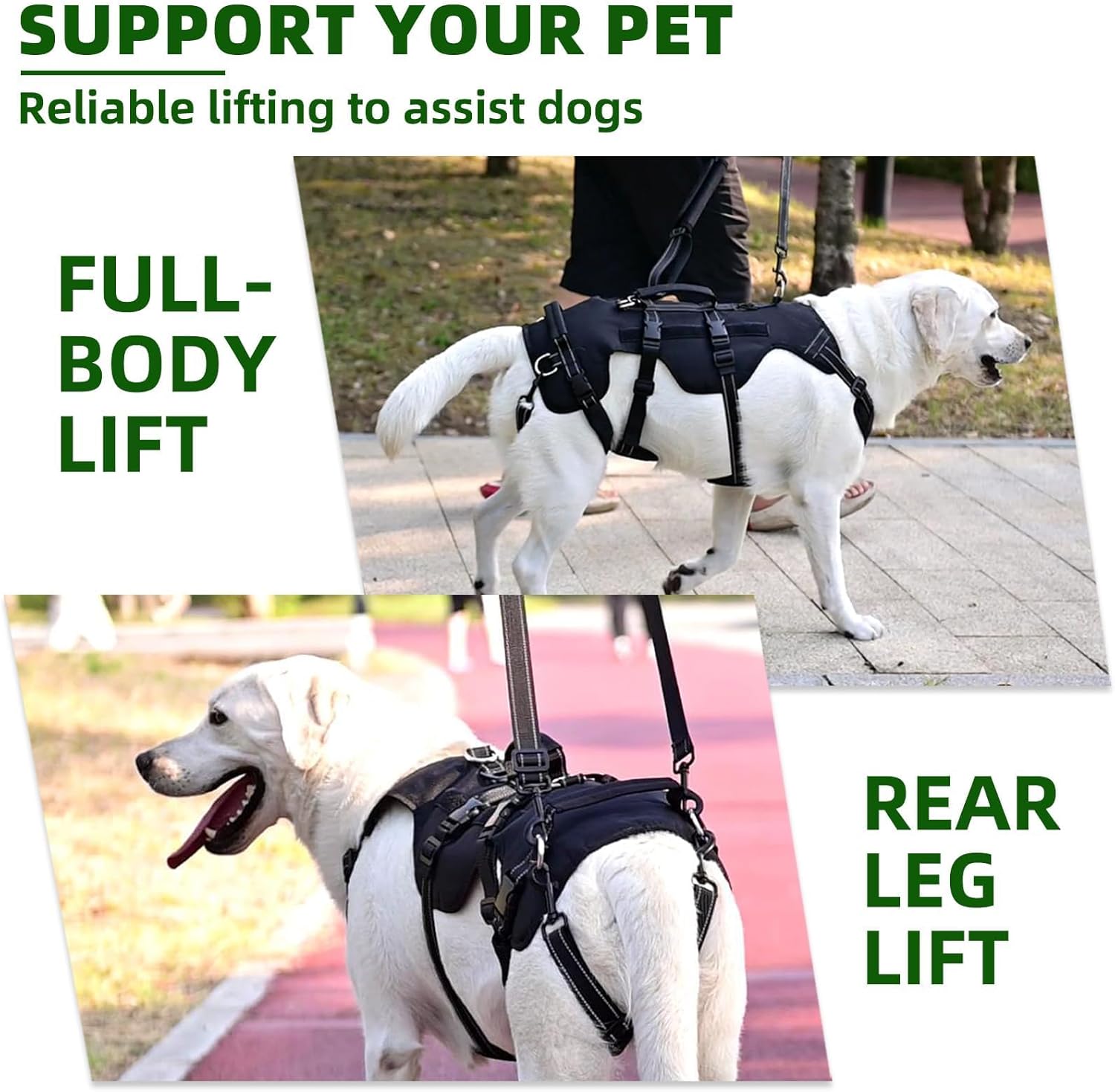 PUPTECK Dog Lift Harness for Medium Large Sized Dog, Rehabilitation Sling for Hind Leg Support, Multifunctional Mobility Assistance Harness for Old, Disabled, Joint Injuries, Paralysis Dog, Black XL