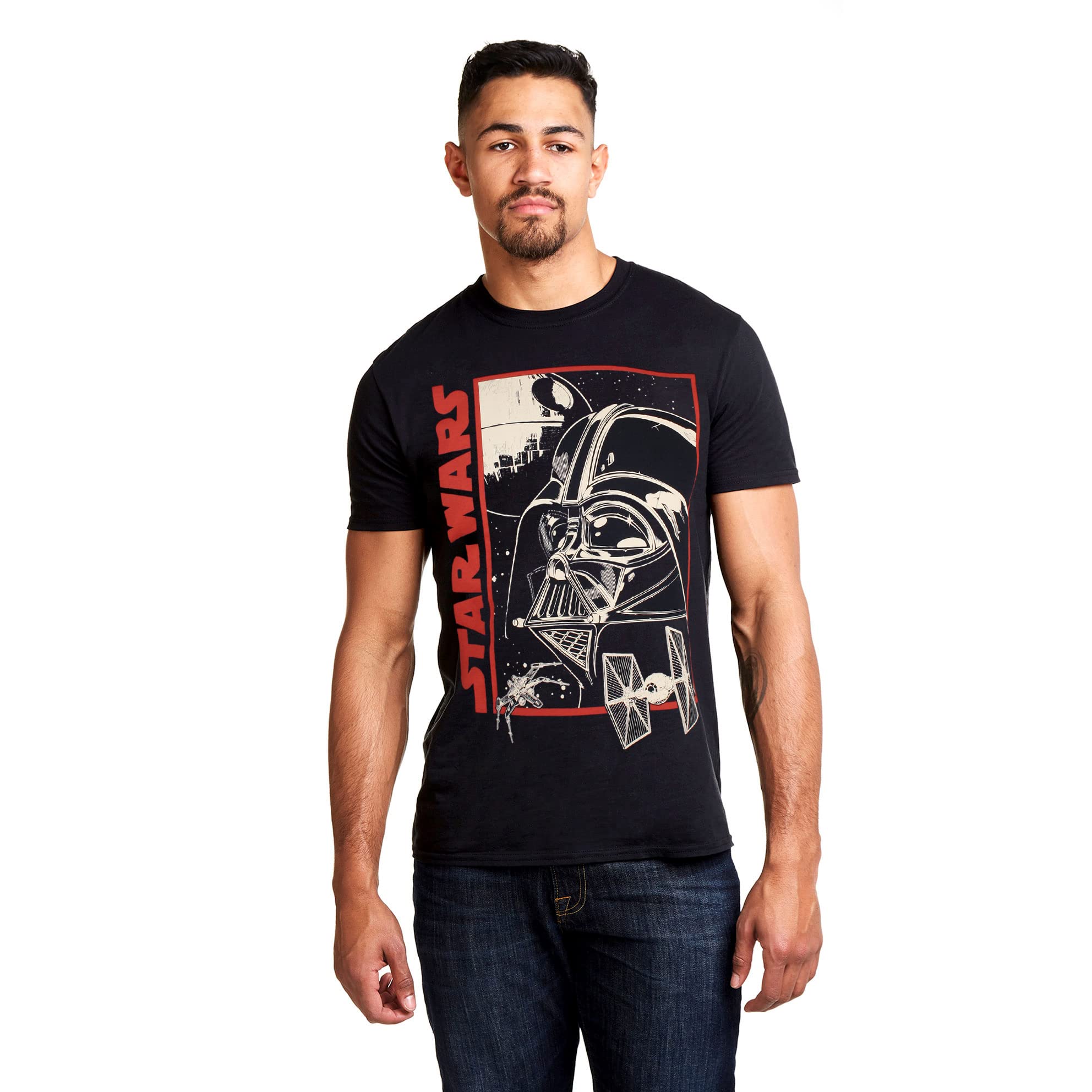 Star Wars Men's Vader Poster Regular Fit Crew Neck Short Sleeve T - Shirt, Black (Black Blk), XX-Large (Manufacturer Size:XX-Large)